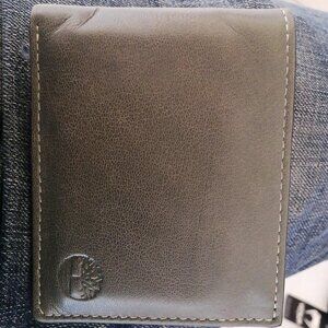 Mens Leather Wallet With Attached Flip Pocket, Grey (Fine Break), One Size